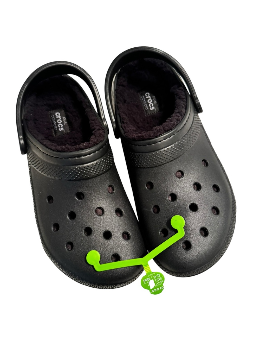 CROCS Classic Black Fuzzy Lined Clogs Unisex NWT Men’s 9/ Women’s 11